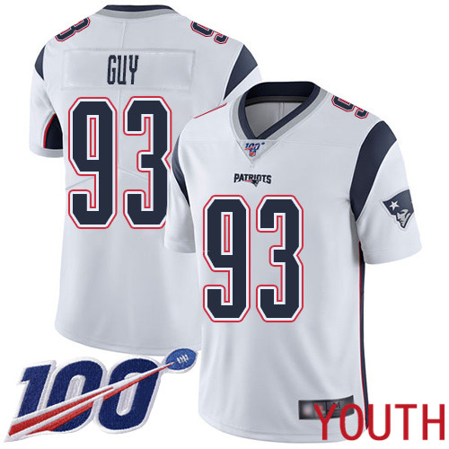 New England Patriots Football #93 Vapor Untouchable 100th Season Limited White Youth Lawrence Guy Road NFL Jersey